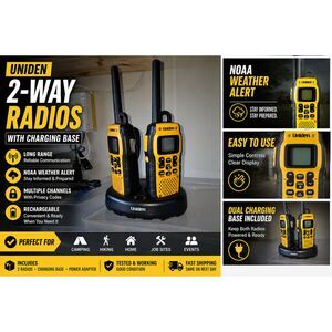 Uniden 2-Way Radios w/ Charging Base – NOAA Weather Alert – Long Range